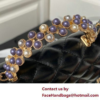 Chanel Shiny Crumpled Lambskin, Imitation Pearls  &  Gold-Tone Metal Clutch with Chain Bag AP3803 Black 2025